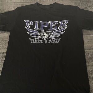 Piper Black Track & Field Graphic Tee, P2P 18”